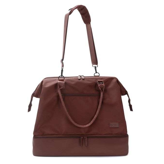 Bolso Weekender Skora Bs As Chocolate 16 pulg con compartimento acolchado portaipad, bolsillo con