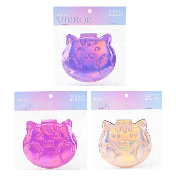 Espejo gatito doble con tapa x1u