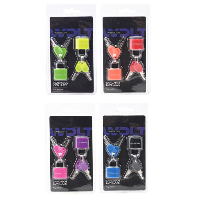 Set de 2 candados de color con llave Wanderlust 23x10x31mm - x1u