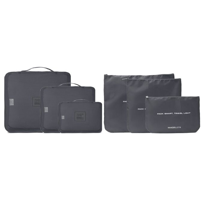 Set Organizador de Ropa Wanderlust Gris oscuro x 6 piezas de diferentes tamaños con cierre - x1u
