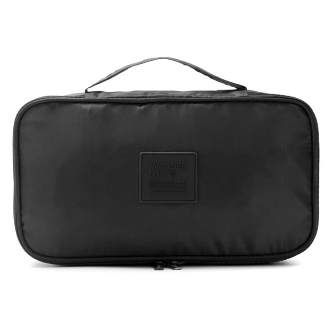Organizador Wanderlust Negro con varios compartimentos con cierre 26x14x8.5cm - x1u