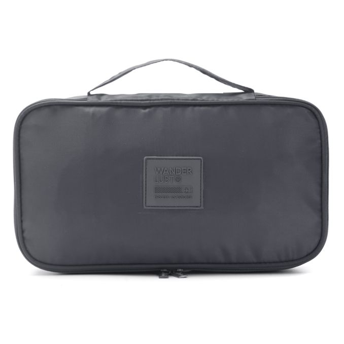 Organizador Wanderlust Gris oscuro con varios compartimentos con cierre 26x14x8.5cm - x1u