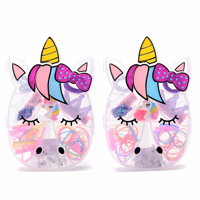 Caja forma unicornio con accesorios para el pelo x1u