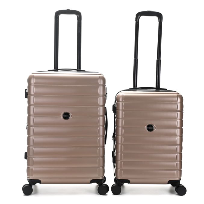 Set valijas 24 y 20 pulg SKR ABS Champagne,4 ruedas dobles, con expansion y cerradura de combinaci