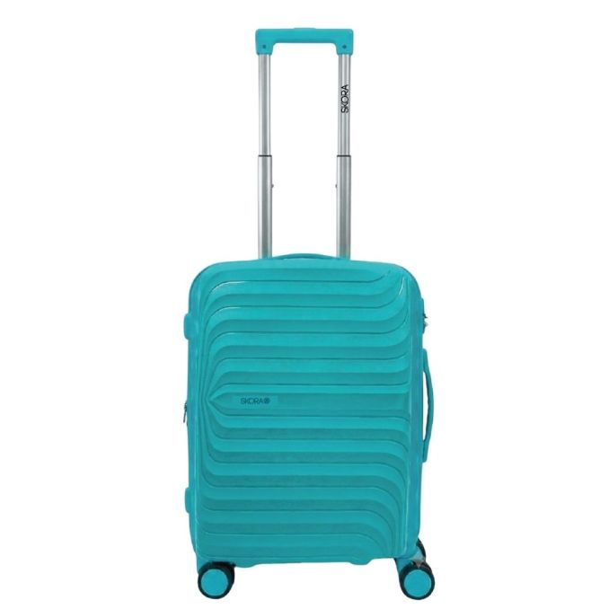 Valija 20 pulg SKR PP Turquesa ,4 ruedas dobles , con expansion y cerradura de combinacion y detall