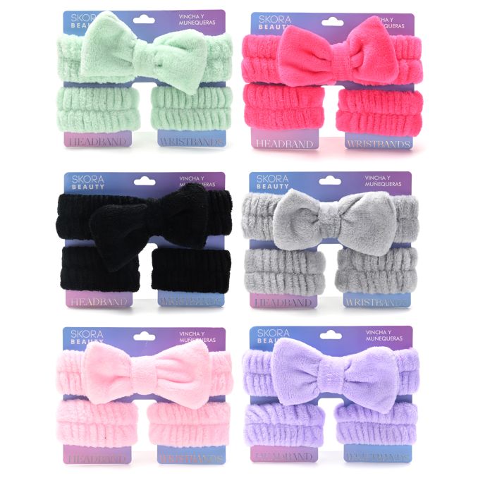 Set skincare vincha y muñequeras x3u