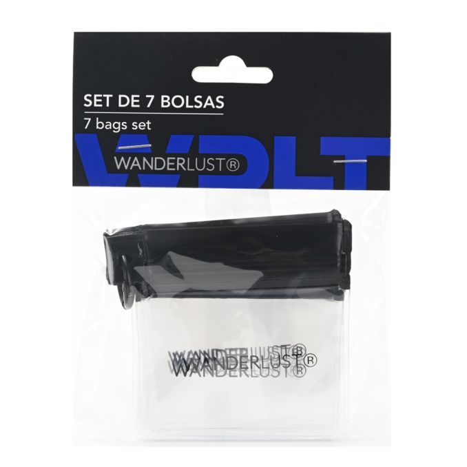 Set de 7 bolsas de PEVA con cierre hermetico y mosqueton Wanderlust 8x8cm x7u