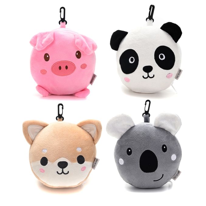 2 en 1 antifaz y almohada plegable con mosqueton SKR Kids Animalitos Abierta 30x18x5cm,Plegada 18x