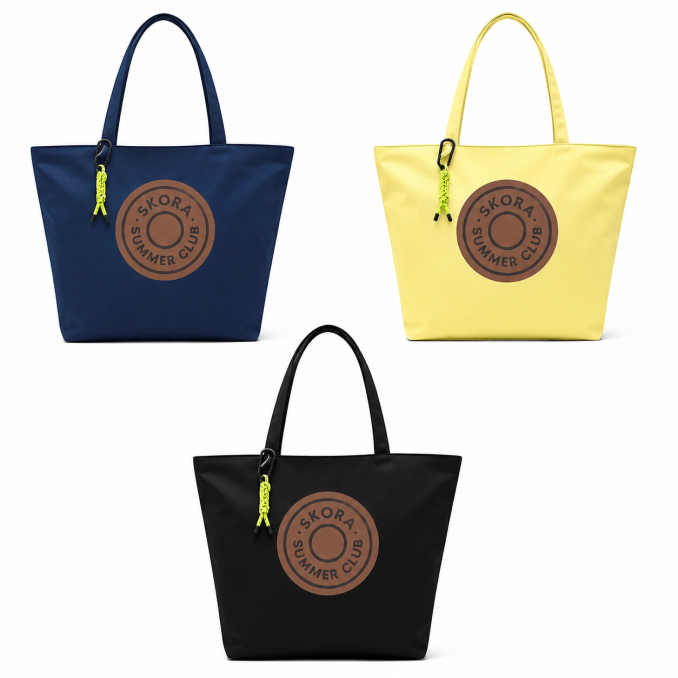 Bolso playero SKR con logo pu y llavero 50x34x13.5cm x1u