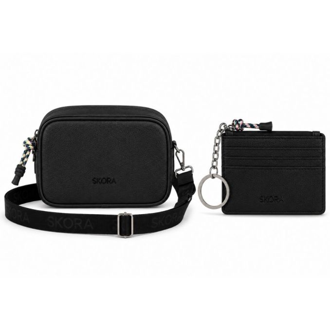 Set en caja SKR bandolera 21x14x7cm y llavero tarjetero x1u