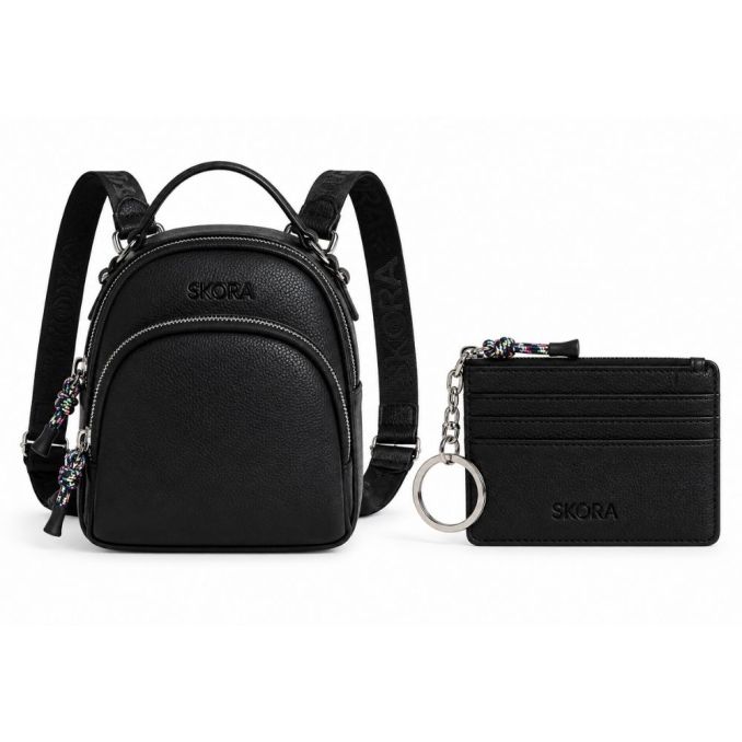 Set SKR Mochila doble función 20x19x18cm y llavero tarjetero x1u