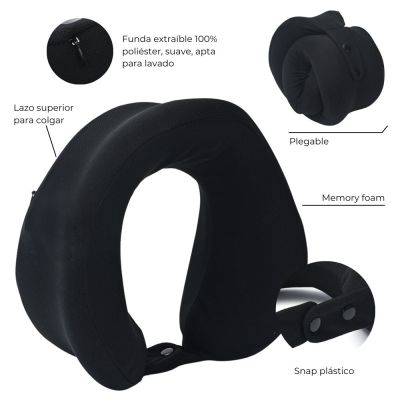 Almohadita de viaje Memory Foam plegable con fundaWanderlust 24x22.5x11.5 cm; x1u