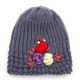Gorro dama lana con flores bordadas y perlas x1u