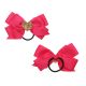 Gomita de pelo infantil moño doble con corazon brillante dorado x1u