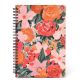 Cuaderno tapa dura anillados estampado flores hojas 80 hojas 21x14.5 x1u