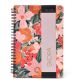 Cuaderno tapa dura anillados estampado flores hojas 80 hojas 21x14.5 x1u
