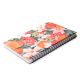 Cuaderno tapa dura anillados estampado flores hojas 80 hojas 21x14.5 x1u