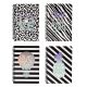 Cuaderno tapa dura anillados estampado blanco y negro hojas 80 hojas 21x14.5 x1u