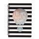 Cuaderno tapa dura anillados estampado blanco y negro hojas 80 hojas 21x14.5 x1u