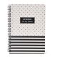 Cuaderno tapa dura anillados estampado blanco y negro hojas 80 hojas 25x18 x1u