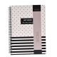 Cuaderno tapa dura anillados estampado blanco y negro hojas 80 hojas 25x18 x1u