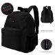 "Mochila lisa Klub Mode negro con dos cierres bolsillo y portabotella 30x22x10 12"" x1u "