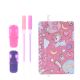 Mochila con Set libreria incluye cuaderno Unicornio en arcoiris Rosa 21X8X19cm x1u.