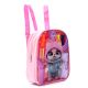 Mochila con Set libreria incluye cuaderno Gatito con orejitas 21X7X25cm x1u.