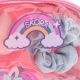 Mochila con Set Beauty Unicornio fondo multicolor con Cepillo - Brocha - Scrunchie - Pincel - Kit e