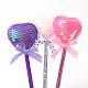 Lapicera corazon con lentejuelas x12 u..