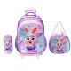 Set x4 en caja. Mochila carro con Lunchera y Cartuchera Escolar Think Happy Pets conejo 16 Pulg. x1