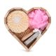 Set de ducha canasta corazon con cepillo, piedra pomez, esponja de baño y esponja exfoliante x4u