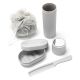 Set de viaje higienico neceser esponja jabonera porta cepillo de dientes peine packaging x4u