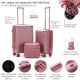 Set  valijas 24, 20 pulg y Beauty SKR ABS Rose,4 ruedas dobles, con expansion y cerradura de combin