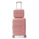 Set valija 20 pulg y Beauty SKR  PP Rosa Palido ,4 ruedas dobles , con expansion y cerradura de com