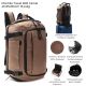 Mochila Travel SKR Camel con apertura frontal,compartimento portanotebook,bolsillo lateral antirro