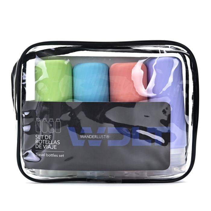 Set Envases Para Rellenar Viaje X 4 Unidades de 90 ml de silicona Wanderlust - x1u
