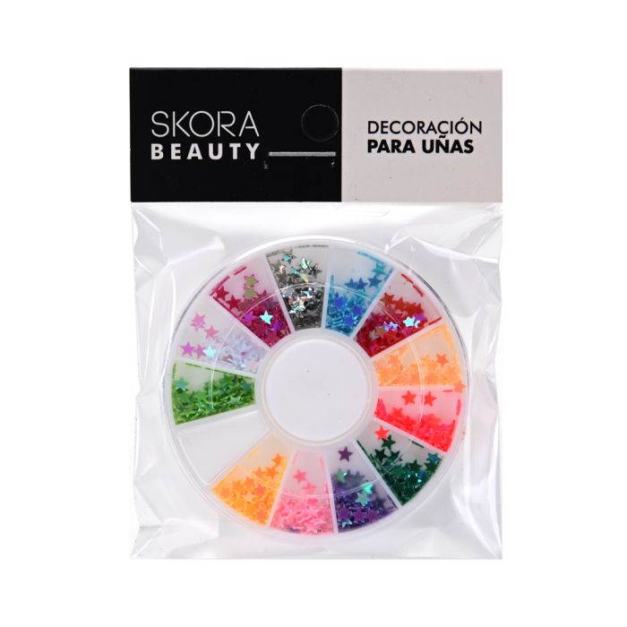 Nail Art en disco multicolor lentejuelas estrella - x1u