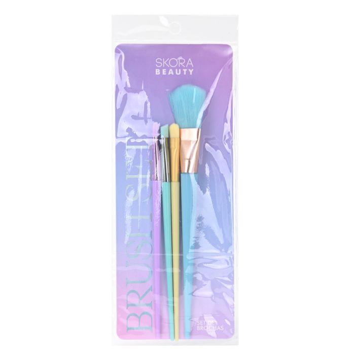 Set brocha maquillaje colores pastel - x4u