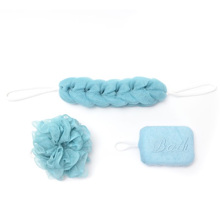 Set de ducha spa esponja, pom pom,esponja de espalda baño x3u