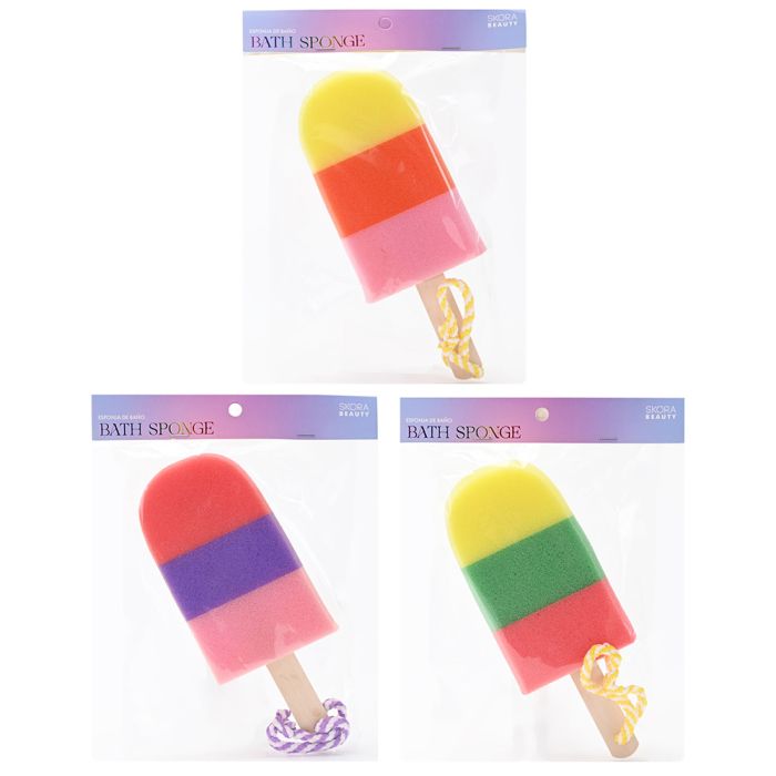 Esponja de baño con forma de helado -Mango de madera x1u