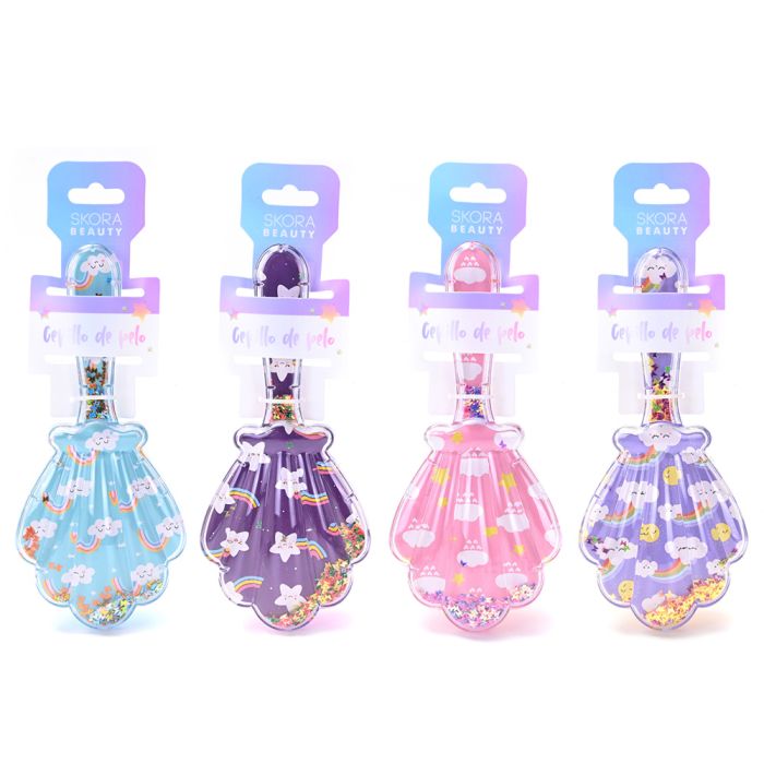 Cepillo neumatico estampado forma marina con glitter - x1u