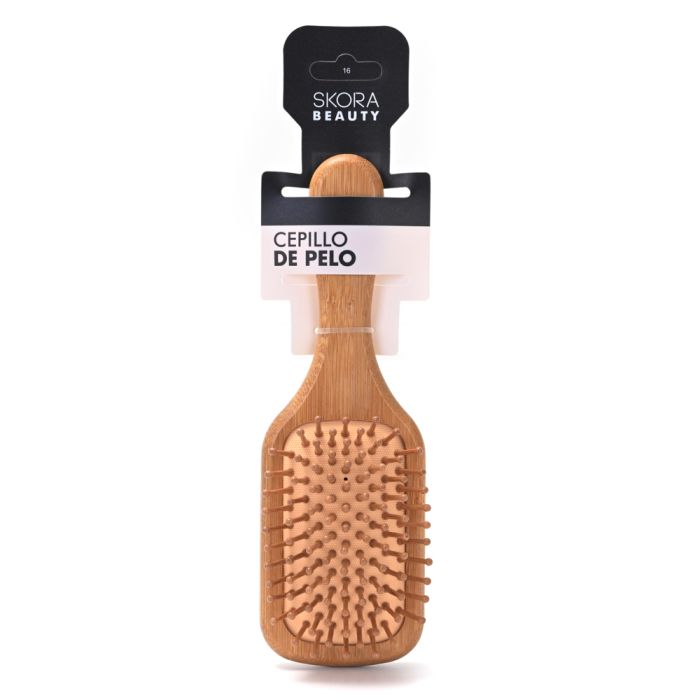 Cepillo neumatico rectangular desenredante de bambu - x1u