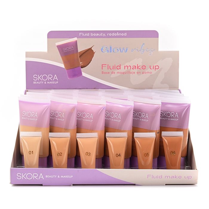 Base de maquillaje fluida en pomo x24u.