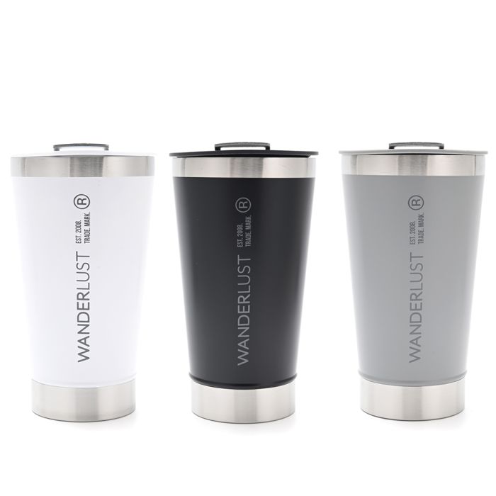Vaso Pinta Wanderlust con tapa y destapador; x1u