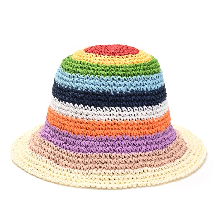 Sombrero capelina tejida multicolor simil crochet - x1u