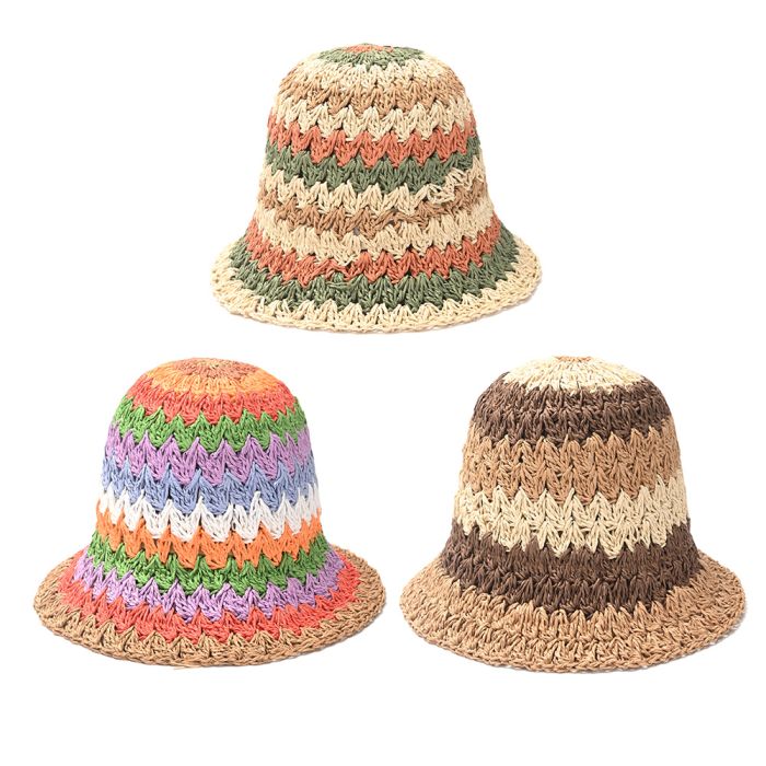 Sombrero capelina tejida multicolor simil crochet x1u