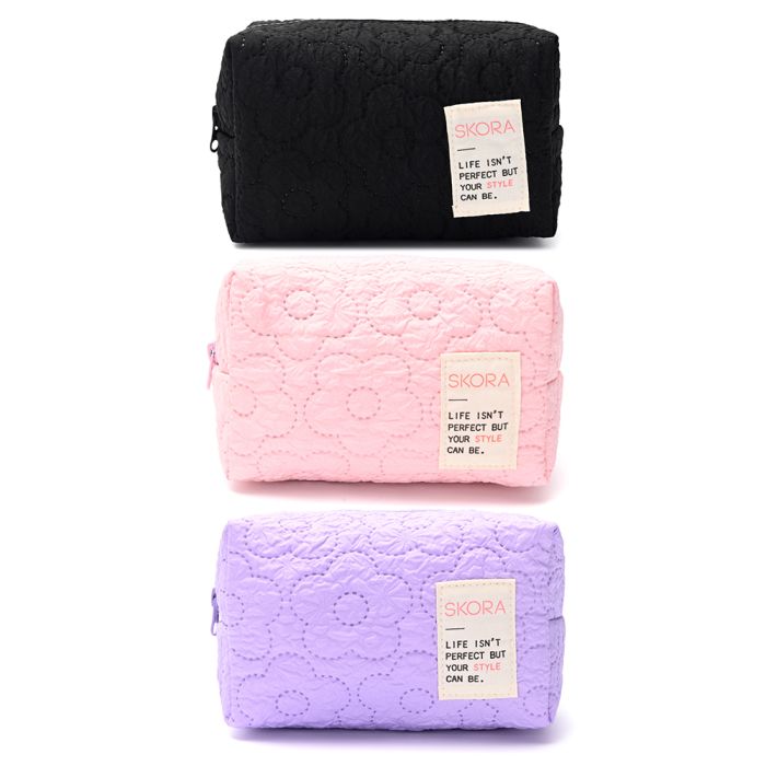 Portacosmetico Style crinckle flores 17x10x10cm x1u.