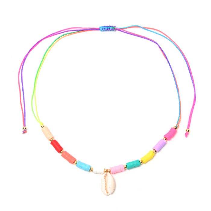 Collar canutillos con dije caracola x1u.