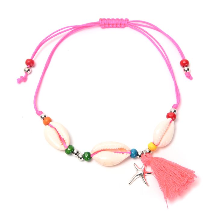 Tobillera con caracola y borla x1u.